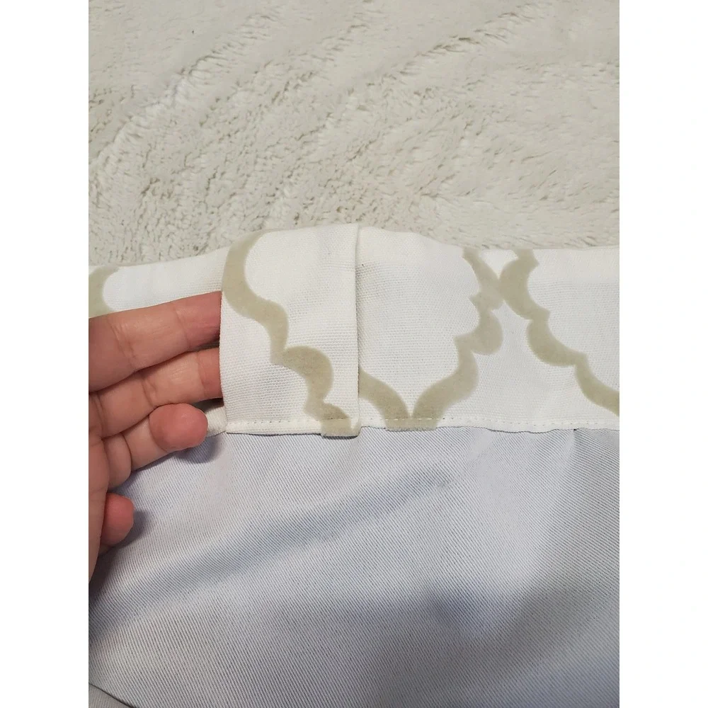 Pottery Barn Kids White Beige Addison Flocked Black out Curtain Drapes Set 44x96